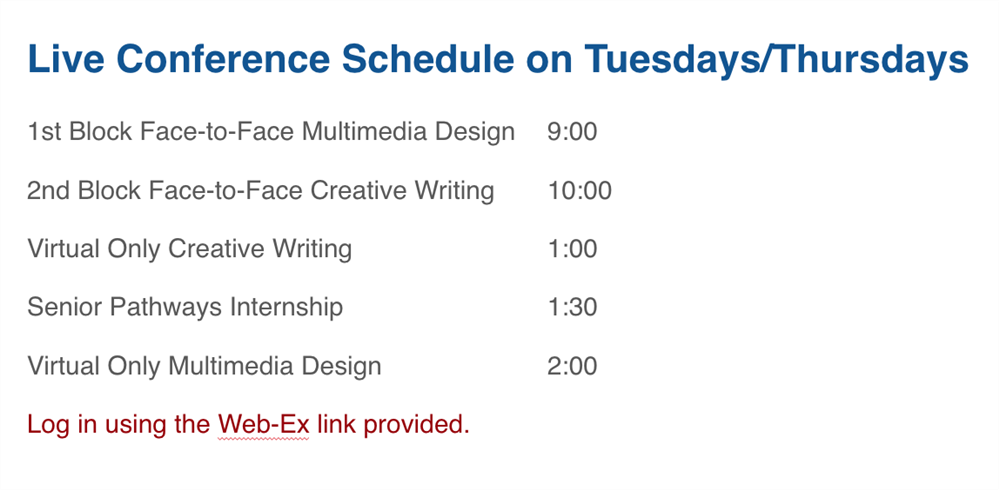 Live Conference Schedule Live Conference Schedule